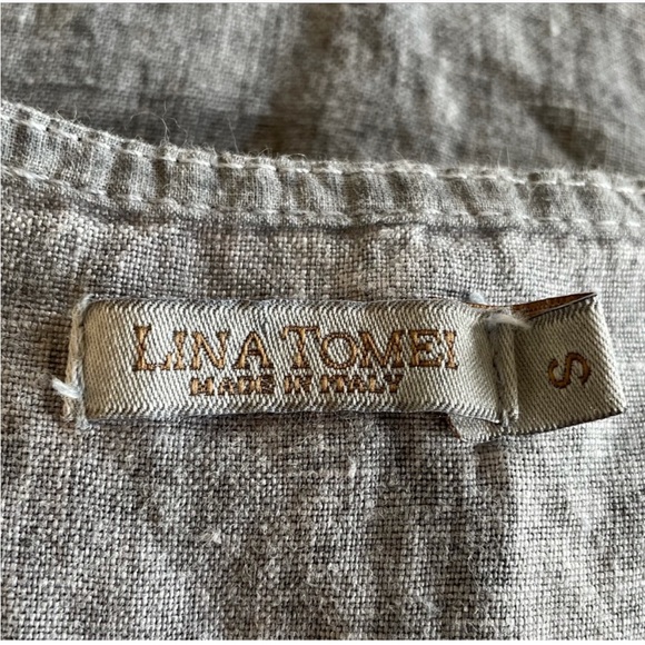 Lina Tomei 100% linen sleeveless blue grey pullover minimalist dress size small - Picture 7 of 11
